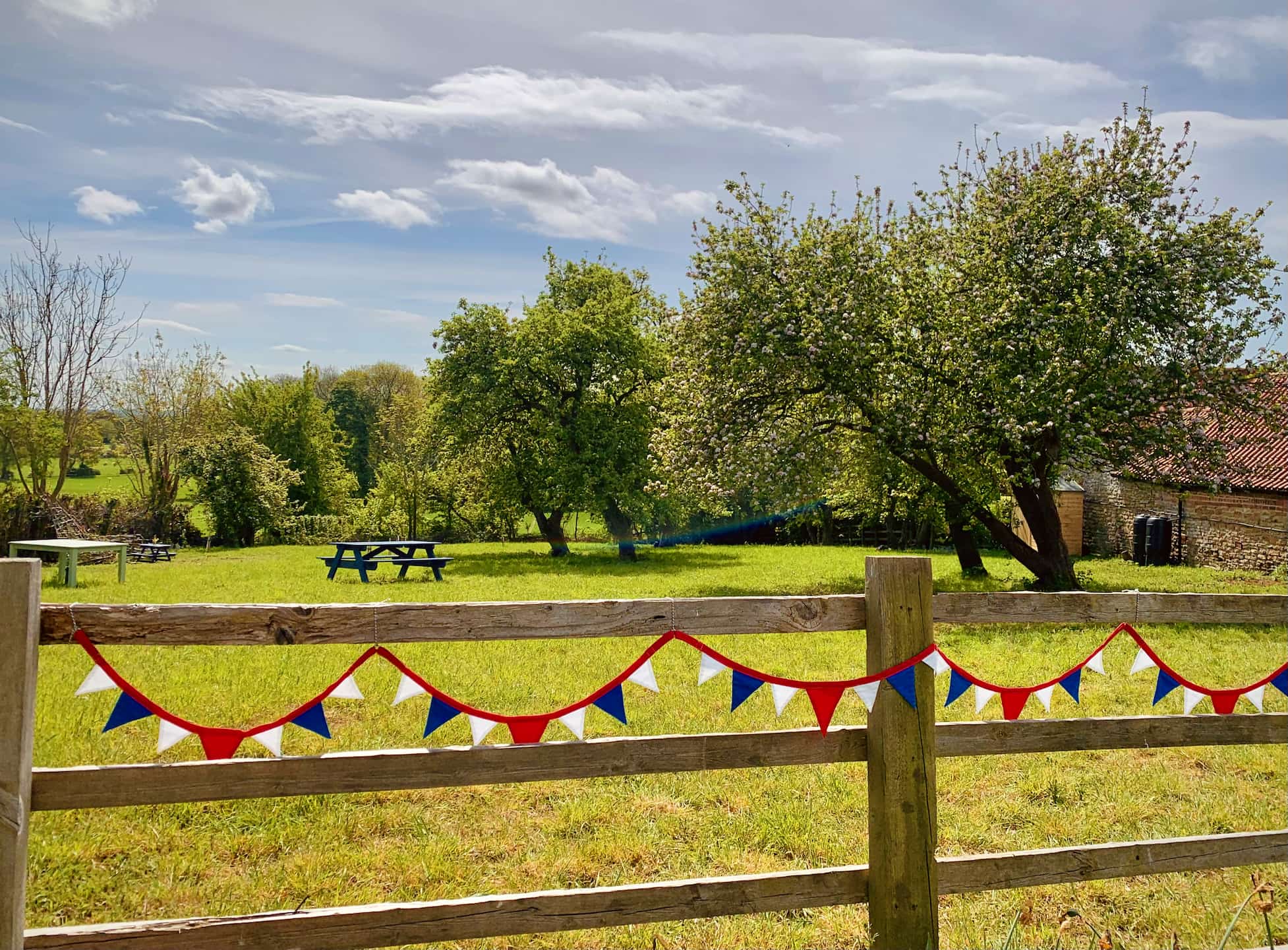 Everthorpe orchard in spring with flowering trees