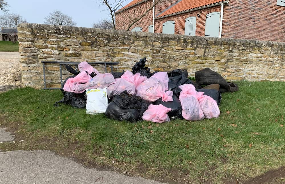Calendar photo showing a pile of litter for the litter pick event